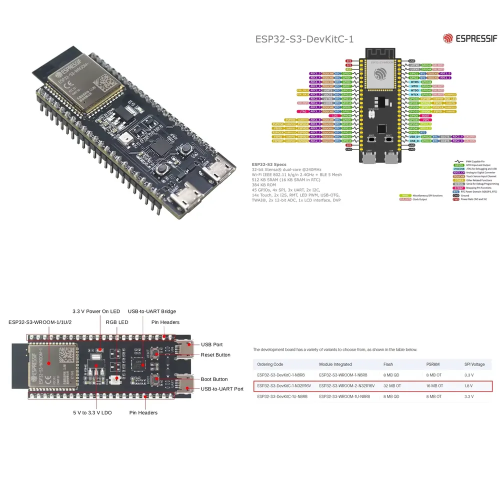 Espressif ESP32-S3-DevKitC-1 D - огляд і ціна Esp32 S3