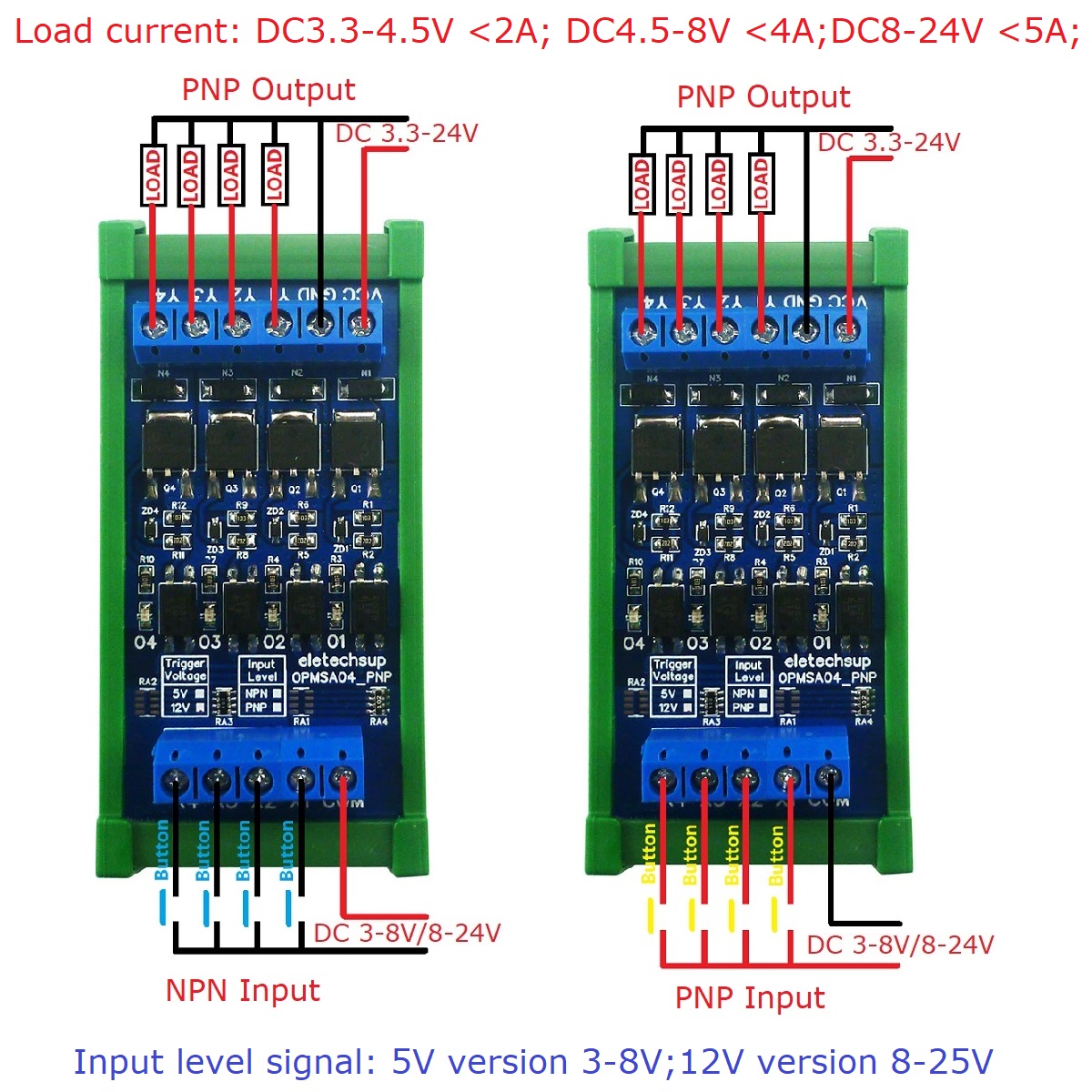 DC 3.3-24V 4CH 5A NPN/PNP Digi - огляд і ціна Esp8266