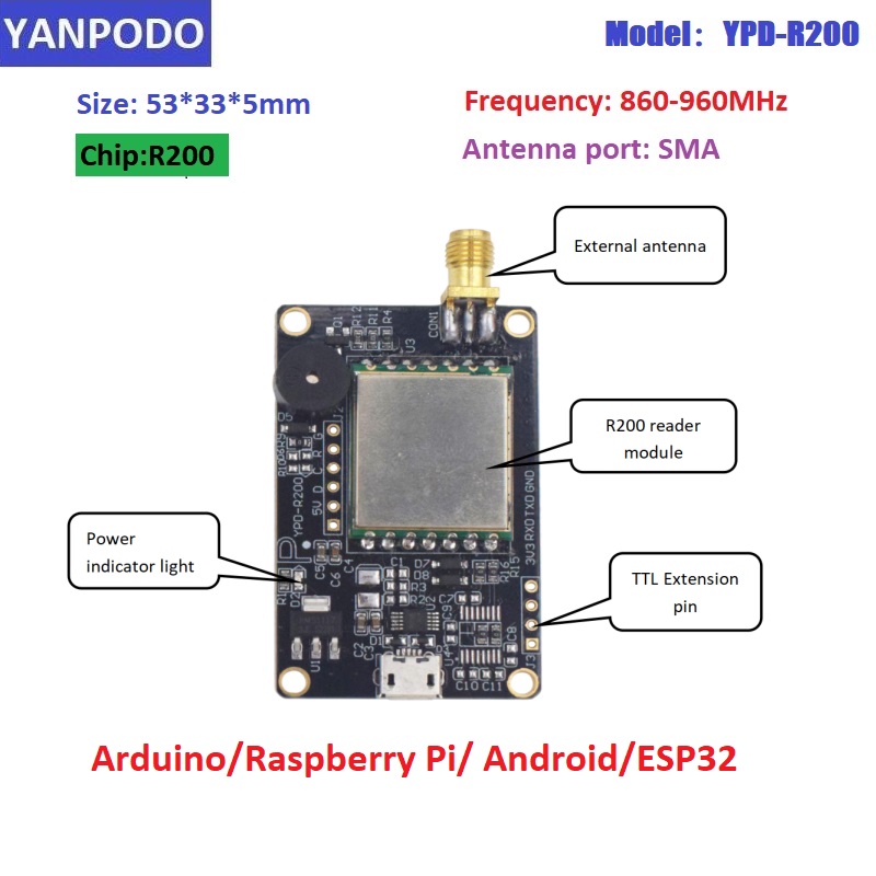 R200 Chip UHF RFID Reader Modu - огляд і ціна Esp32 Uart Module